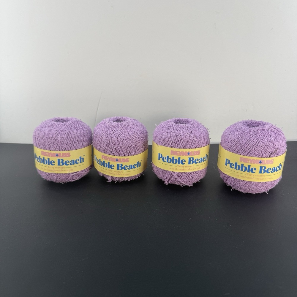 Lot of 4 Skeins Reynolds 100% Cotton Terry Texture Yarn in Light Purple